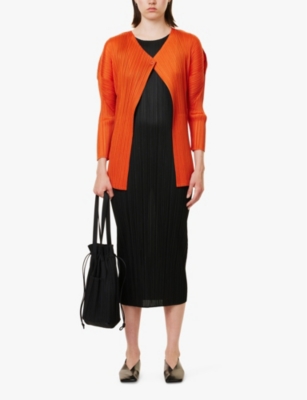 Cardigan PLEATS PLEASE ISSEY MIYAKE Taille 3 Marron - Très Bon état, Fabriqué Au Japon, En Polyester