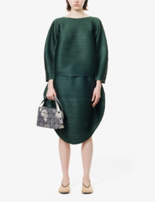 PLEATS PLEASE ISSEY MIYAKE: Batwing-Sleeve Relaxed Pleats Knitted Top