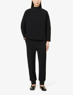 PLEATS PLEASE ISSEY MIYAKE: Pleated straight-leg knitted trousers