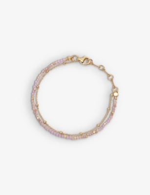 Astley Clarke Womens Yellow Gold Vermeil Biography Pink Chalcedony And Rhodochrosite 18ct Gold-verme