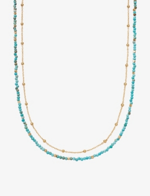Shop Astley Clarke Women's Yellow Gold Vermeil Biography Turquoise 18ct Gold-vermeil Necklace