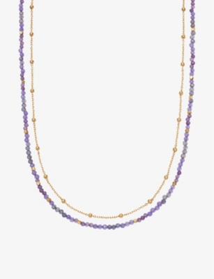 ASTLEY CLARKE WOMENS YELLOW GOLD VERMEIL BIOGRAPHY MULTI-GEMSTONE 18CT GOLD VERMEIL NECKLAC 