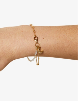 ASTLEY CLARKE WOMENS YELLOW GOLD VERMEIL BIOGRAPHY MOONSTONE 18CT YELLOW GOLD-PLATED VERMEIL CHARM BRACELET 