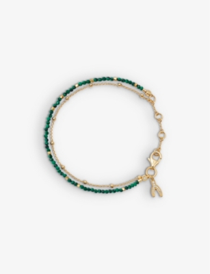 ASTLEY CLARKE: Biography wishbone-charm malachite 18ct gold-vermeil bracelet