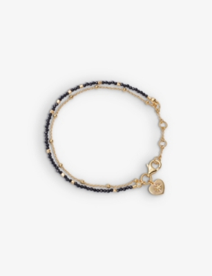 ASTLEY CLARKE: Biography heart-charm black spinel 18ct gold-vermeil bracelet