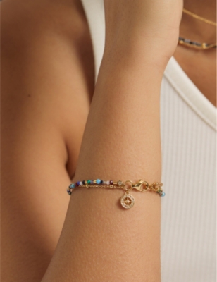 Astley Clarke Womens Yellow Gold Vermeil Biography Compass-charm Multi-gemstone 18ct Gold-vermeil Br In Yellow Gold Vermeil