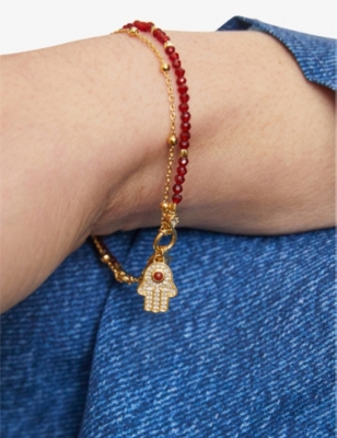 Shop Astley Clarke Womens Biography Hamsa Hand-charm Red-carnelian 18ct Gold-vermeil Bracelet Yellow Gold Vermeil