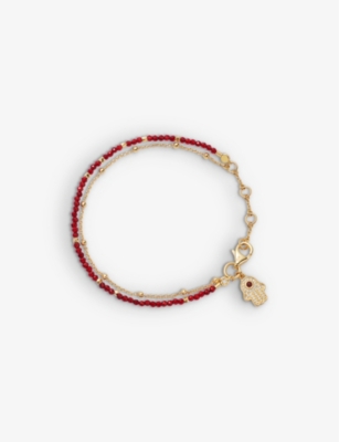 Shop Astley Clarke Womens Biography Hamsa Hand-charm Red-carnelian 18ct Gold-vermeil Bracelet Yellow Gold Vermeil