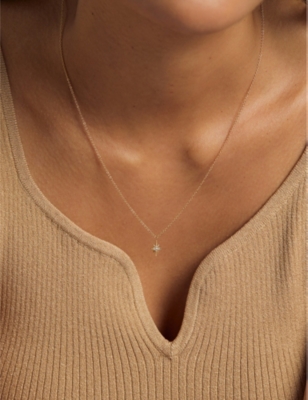 ASTLEY CLARKE: North Star 14ct Yellow-Gold And 0.035ct Lab-Grown Diamond Pendant Necklace
