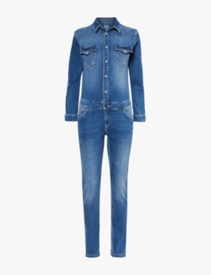 DONNA IDA Sadie The Boiler Suit faded-wash stretch-denim blend