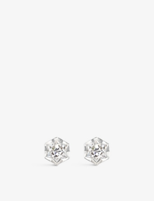 CHAUMET: Bee My Love 18ct white-gold and 0.50ct Empress-cut diamond stud earrings