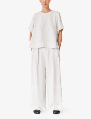 Shop Lovechild Women's Egret Eileen Wide-leg High-rise Woven Trousers