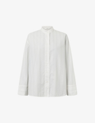 Shop Lovechild Women's Silver Cloud Zuri Relaxed-fit Long-sleeve Cotton Shirt