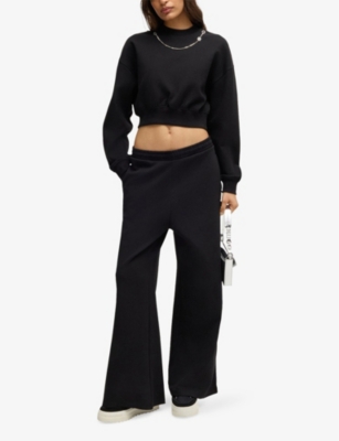 Hugo Boss Naomi X Boss Knitted Trousers With Contrast Side Stripe In Black