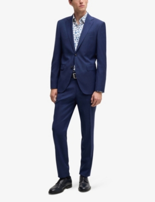 BOSS: Abstract-print regular-fit stretch-cotton shirt