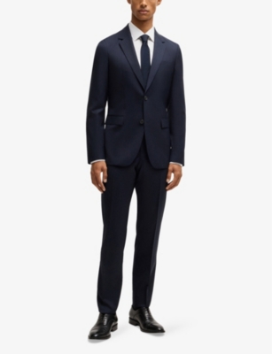 Hugo Boss Slim-fit Shirt In Striped Cotton Twill In White