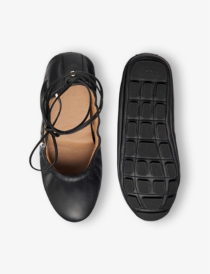 Hugo Boss Nappa-leather Ballerina Pumps With Double B Monogram In Multi