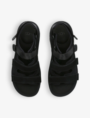 Ugg Mens Black Goldencoast Multi-strap Suede And Mesh-blend Flat Sandals In Black