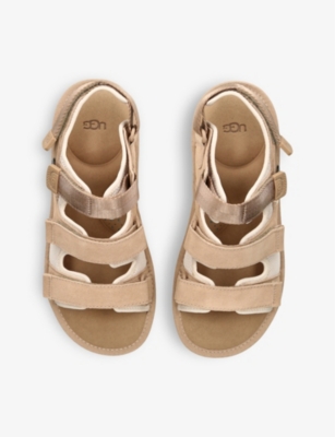 UGG MENS BEIGE GOLDENCOAST MULTI-STRAP SUEDE SANDALS 