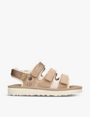 UGG MENS BEIGE GOLDENCOAST MULTI-STRAP SUEDE SANDALS 