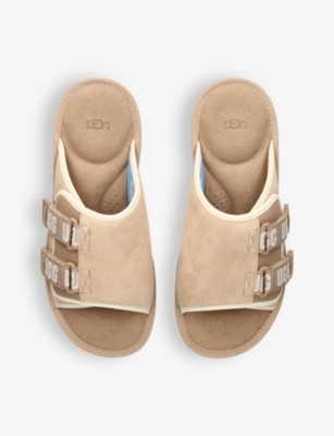 Goldencoast double-strap suede sliders
