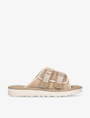 Shop Ugg Mens Beige Oth Goldencoast Double-strap Suede Sliders