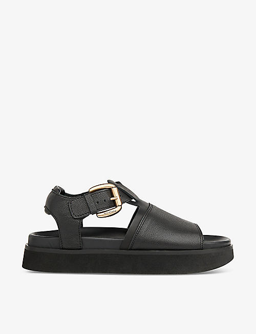 WHISTLES: Khai chunky-buckle flat leather sandals