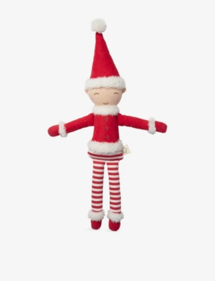 THE LITTLE WHITE COMPANY: Alfie Christmas Elf Cotton Soft Toy 36.5cm