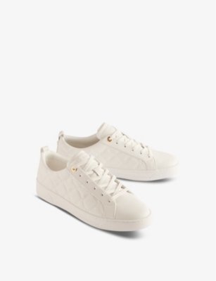 Shop Ted Baker Women's White Maddisn Debossed Leather Low-top Trainers