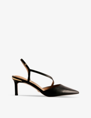 TED BAKER: Ppia kitten-heel leather court shoes