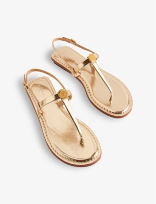 Harpurr coin-embellished flat leather sandals