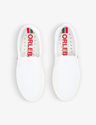Shop Orlebar Brown Men's White Hydro Logo-embroidered Woven Low-top Trainers