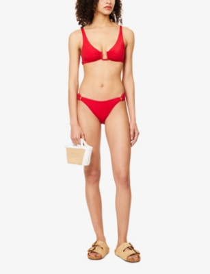 Shop Away That Day Womens Florence Stretch-polyamide Bikini Bottoms Red