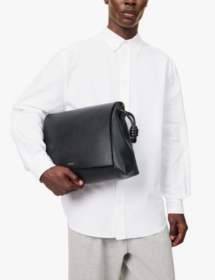LOEWE: Flamenco foil-print branding leather satchel bag