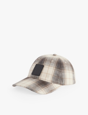 Loewe Leather-trimmed Checked Cotton-flannel Baseball Cap In Brown/ecru