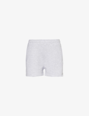 The Couture Club Womens Greymarl Brand-applique Elasticated-waist Cotton-blend Jersey Shorts