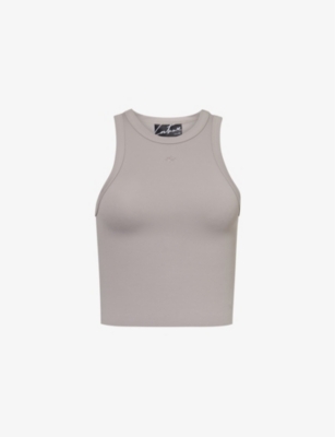 The Couture Club Womens Grey Sculpt Stretch-woven Racer-back Top