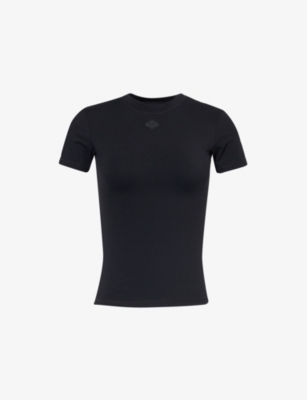 The Couture Club Womens Black Sculpt Stretch-woven Jersey T-shirt