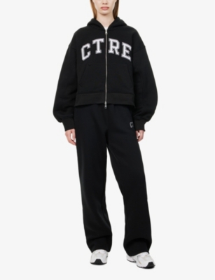Shop The Couture Club Women's Black Logo Text-embroidered Relaxed-fit Cotton-jersey Hoody