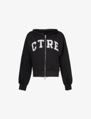Shop The Couture Club Women's Black Logo Text-embroidered Relaxed-fit Cotton-jersey Hoody