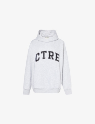 The Couture Club Womens Grey Marl Varsity Cotton-jersey Hoody
