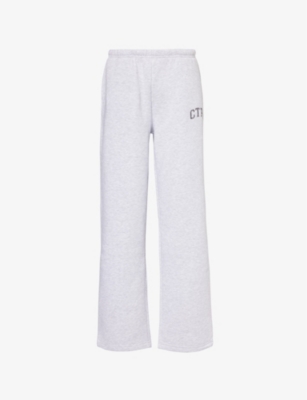 The Couture Club Womens Greymarl Wide-leg Mid-rise Cotton-blend Jogging Bottoms