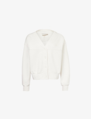 THE COUTURE CLUB: Brand-embroidered V-neck woven-blend cardigan