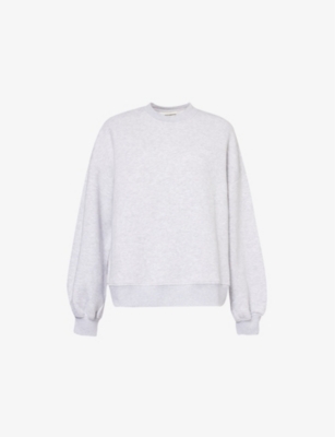 The Couture Club Womens Greymarl Puff-sleeve Woven Sweatshirt