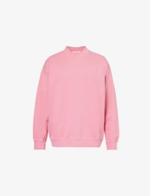 The Couture Club Womens Pink Logo-embroidered Cotton-jersey Sweatshirt