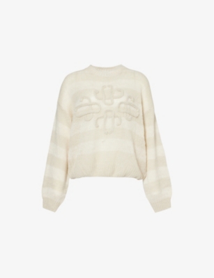 THE COUTURE CLUB: Logo-motif dropped-shoulder knitted jumper