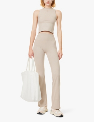 The Couture Club Womens Stone Soft Touch Emblem Racer High-neck Stretch-cotton Top In Stone