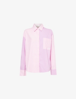 The Couture Club Spliced Stripe Shirt In Pink - Part Of A Set