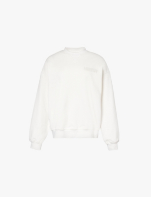 The Couture Club Womens Offwhite Late Checkout Brand-print Cotton-jersey Sweatshirt