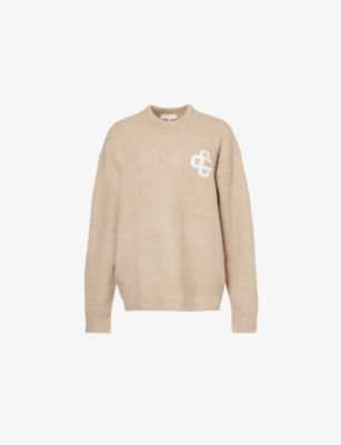 THE COUTURE CLUB: Logo-intarsia relaxed-fit knitted jumper